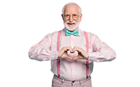 Mann mit Herzhand