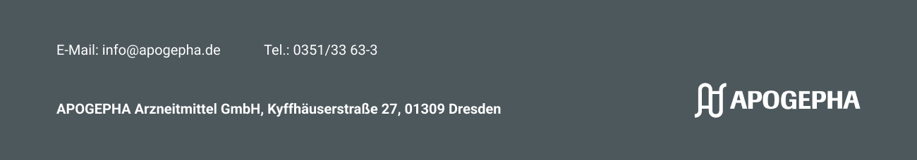 APOGEPHA Arzneimittel GmbH, Kyffhäuserstr. 27, 01309 Dresden