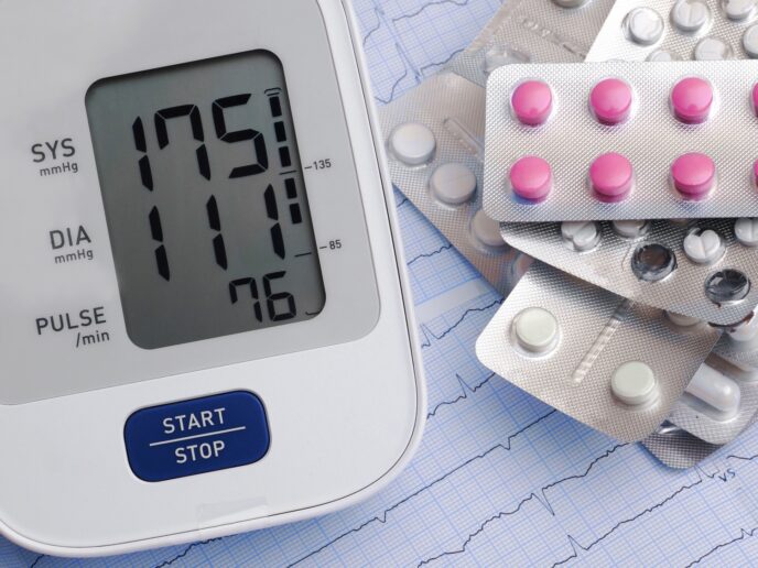 Blutdruckmessgerät und Pillen