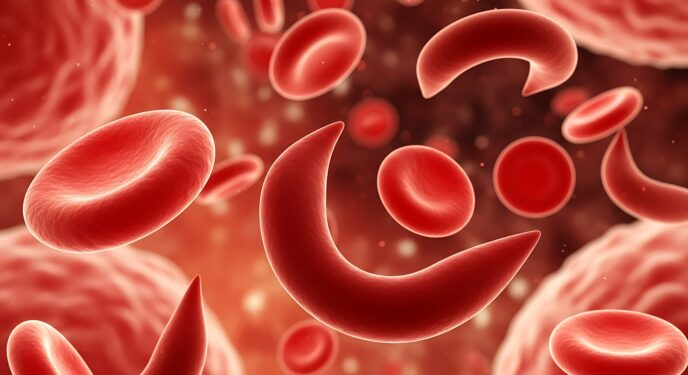 rote Blutkörperchen, teilweise sichelförmig