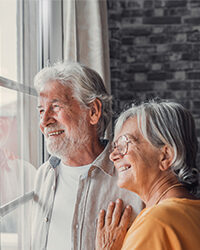 Happy,Bonding,Loving,Middle,Aged,Senior,Retired,Couple,Standing,Near