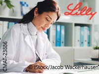 Computer, woman and doctor writing report in clinic for research, diagnosis or treatment. Tech, medical service and female healthcare worker with referral document for paperwork in hospital office