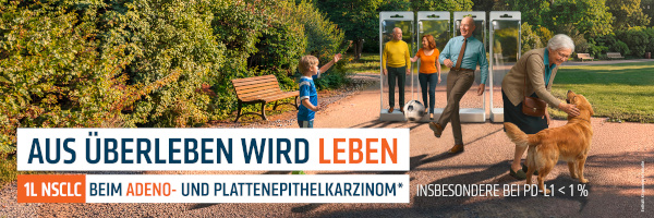 Aus Überleben wird Leben - 1. NSCLC beim ADENO- und Plattenepithelkarzinom*, insbesondere bei PD-L1 < 1 %